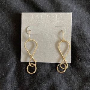 NEW Talbots Gold Infinity Interlocking Drop Earrings